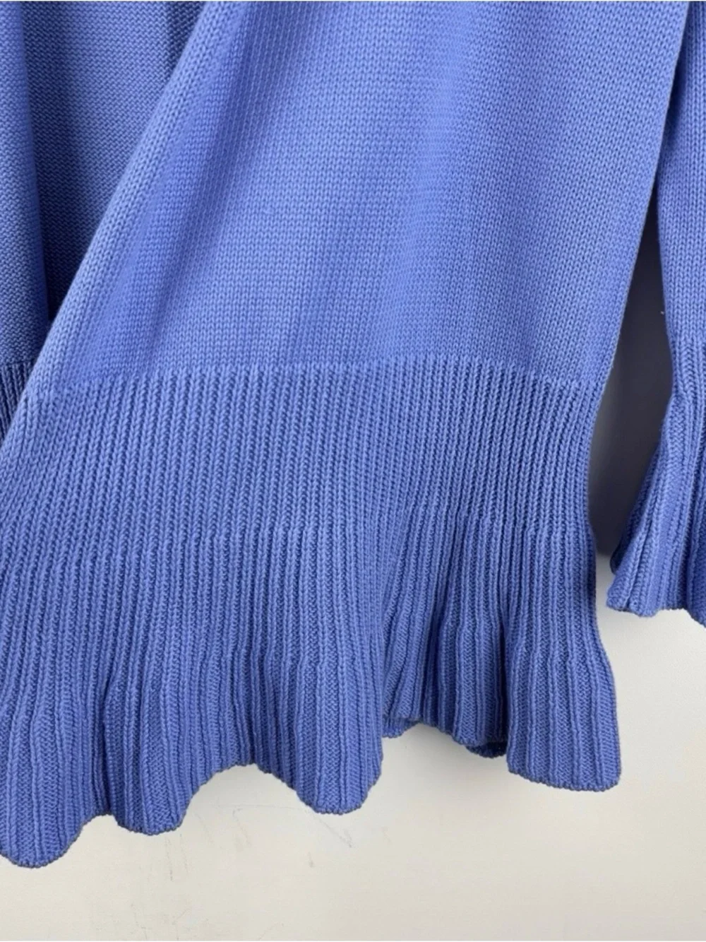 New Women’s Vintage Blue Open Cardigan Sweater Jacket Ruffle Bell Sleeves S P - Picture 4 of 8
